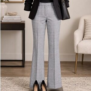 Express Columnist Barely Boot Gray Plaid Mid Rise Stretch Dress Pants Office 12